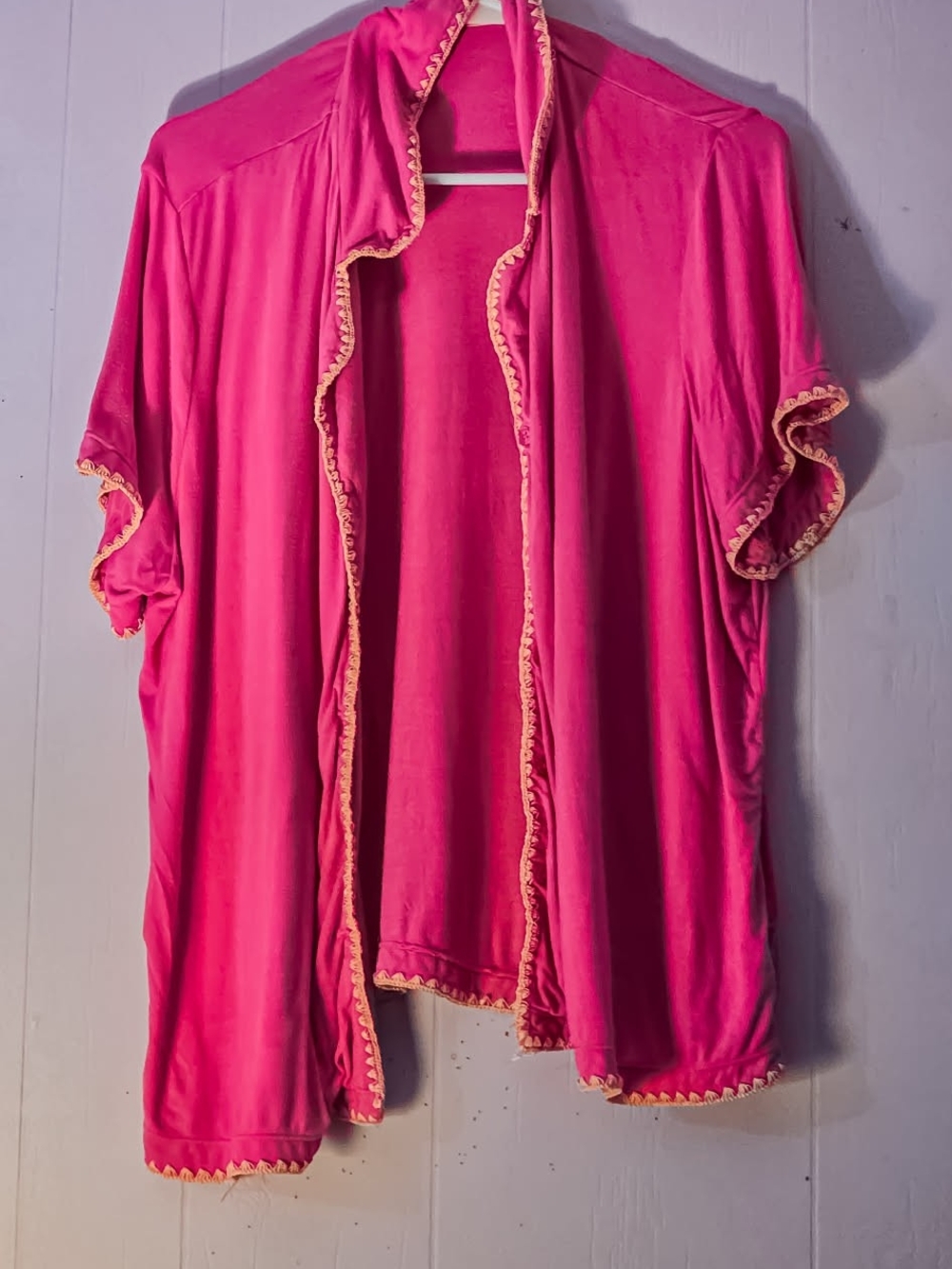 Joyspun Vibrant Pink & Orange Crochet Trim Loungewear Wrap Cardigan XL 16-18